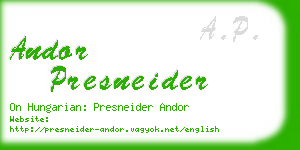 andor presneider business card